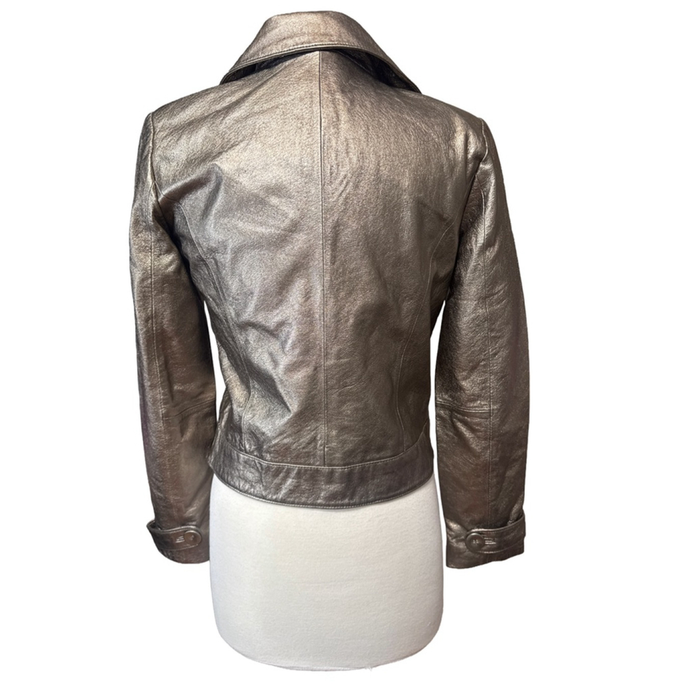 VINTAGE Spiegel Bronze Leather Jacket, Size 6 - Picture 3 of 8